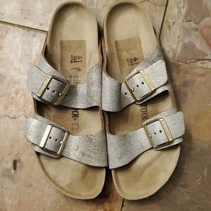 Birkenstock Arizona in Washed Metallic Blue Silver